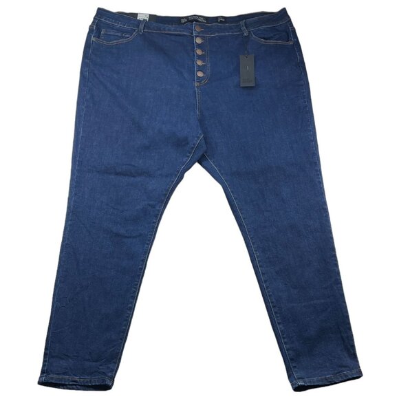 City Chic Jeans Womens Plus size 24 Blue Denim Halrey High Rise Ankle New - Picture 1 of 8